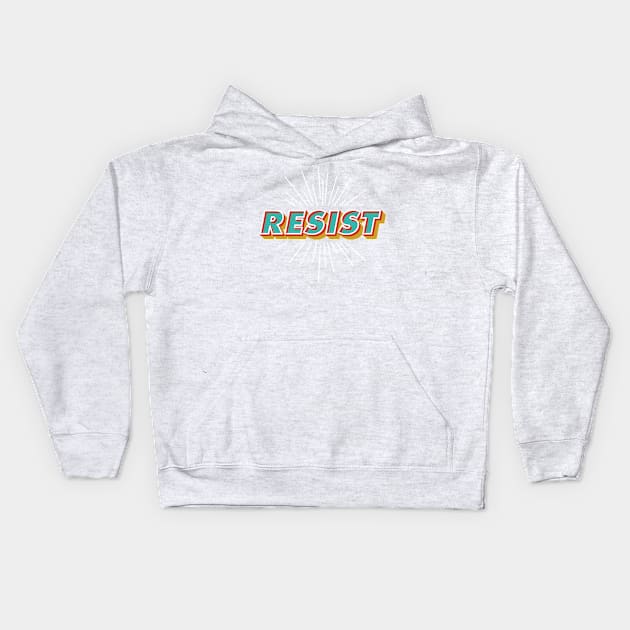 "Resist" Polkadot Sunburst Typography Kids Hoodie by XXRebellion